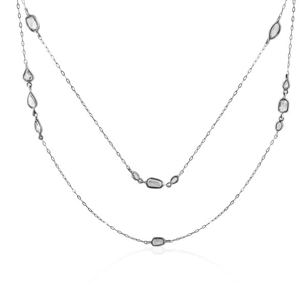 102447 pv Rock Divine Morning Light Rose Cut Diamond Necklace in 18K White Gold 225 ctw