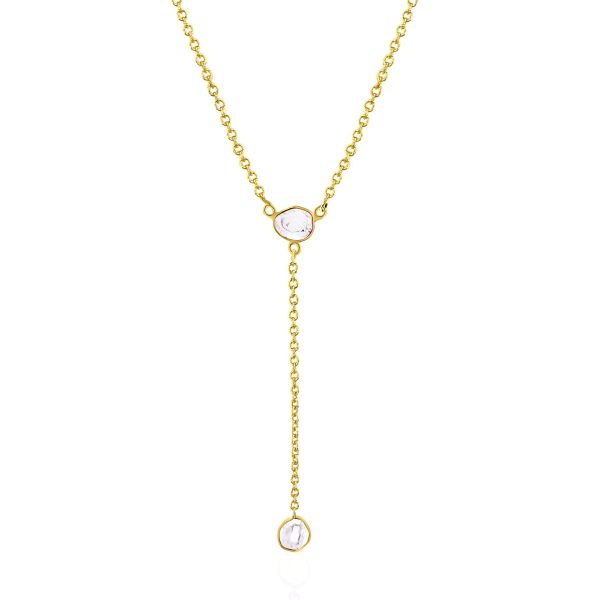 102459 fv BRAND NEW Rock Divine Lily Pad Lariat Diamond Necklace in 18K Yellow Gold F VS