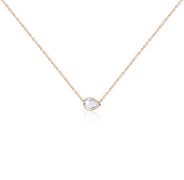 102465 pv Rock Divine Day Collection Perfect Pear Rose Cut Necklace in 18K Gold 044 ctw