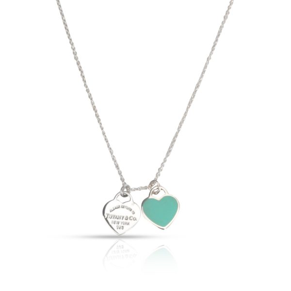 102626 fv Tiffany Co Mini Double Heart Tag Pendant in Sterling Silver