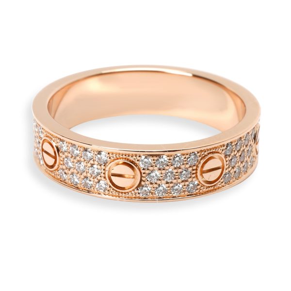 Ring Rose Gold Cartier Love Diamond Pave Wedding Band in 18K Rose Gold