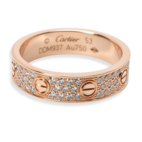 Rings Cartier Love Diamond Pave Wedding Band in 18K Rose Gold