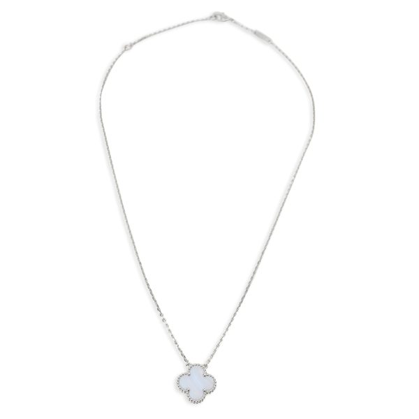 102928 pv Van Cleef Arpels Alhambra Chalcedony Necklace in 18K White Gold