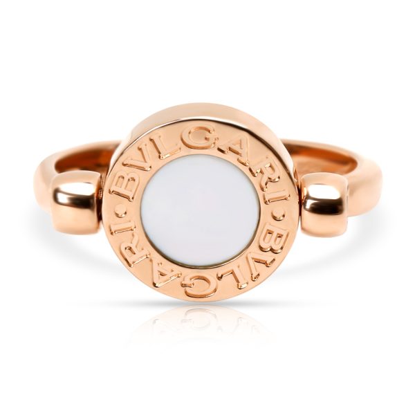 102938 fv Bulgari Flip Ring with Mother of Pearl Onyx in 18K Rose Gold