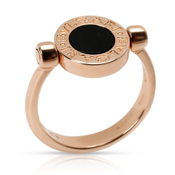 102938 pv Bulgari Flip Ring with Mother of Pearl Onyx in 18K Rose Gold