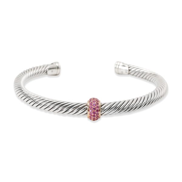 102983 fv 4c0cb13a aa0c 4a06 bcad fba3f88b3a4e David Yurman Cable Candy Pink Sapphire Bangle in 18K Gold Sterling Silver