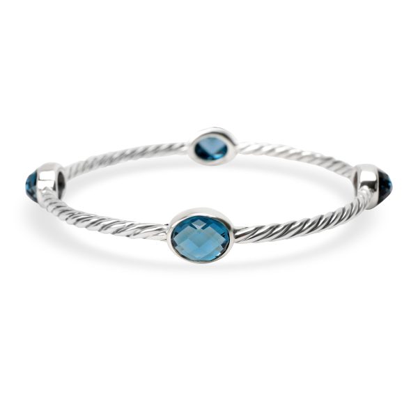 102995 fv David Yurman Cable Classics Blue Topaz Bangle in Sterling Silver