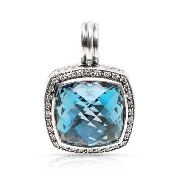 102997 fv David Yurman Albion Diamond Blue Topaz Pendant in Sterling Silver 033 CTW