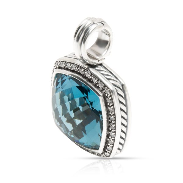 102997 sv David Yurman Albion Diamond Blue Topaz Pendant in Sterling Silver 033 CTW