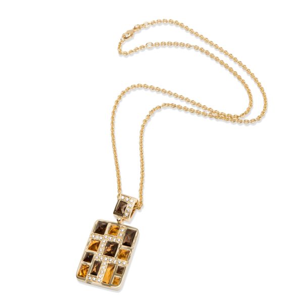 103168 pv Rodney Rayner Brick Citrine Diamond Necklace in 18KT Yellow Gold 033 CTW