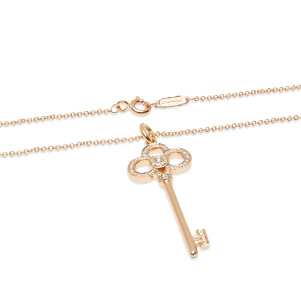 103340 clasp Tiffany Co Crown Key Diamond Pendant in 18KT Rose Gold 013 CTW