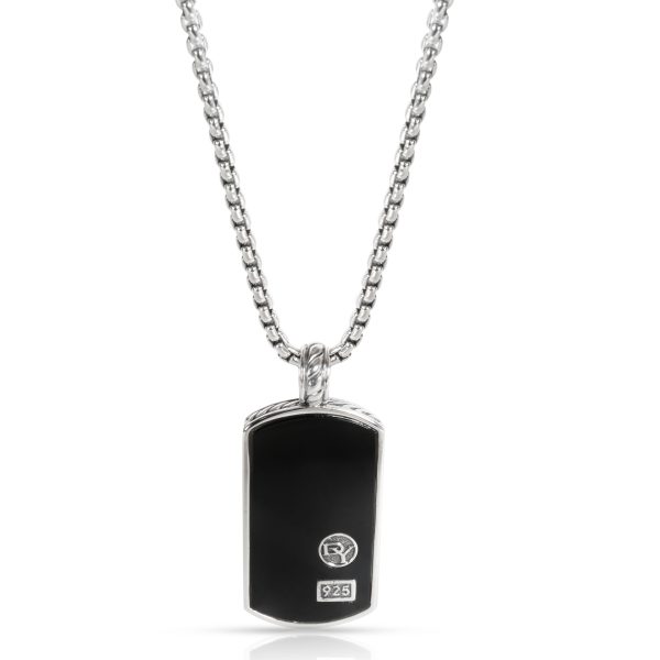 103565 fv David Yurman ID Tag Onyx Mens Necklace in Sterling Silver