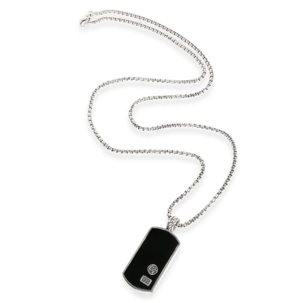 103565 pv David Yurman ID Tag Onyx Mens Necklace in Sterling Silver