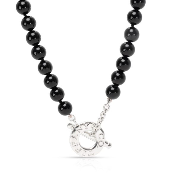 103714 fv Tiffany Co Onyx Bead Toggle Necklace in Sterling Silver