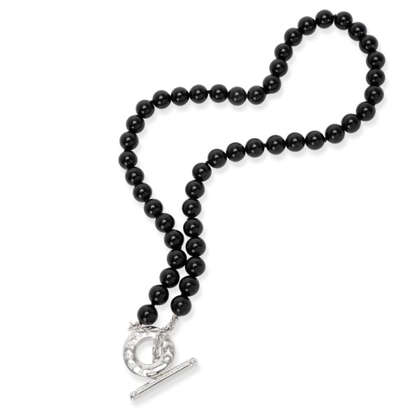 103714 pv Tiffany Co Onyx Bead Toggle Necklace in Sterling Silver