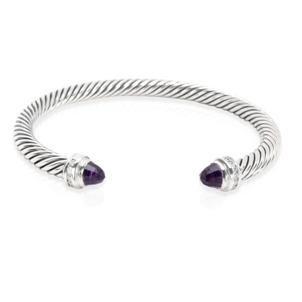 104031 fv David Yurman Cable Classics Diamond Amethyst Bangle in Sterling Silver 008CTW