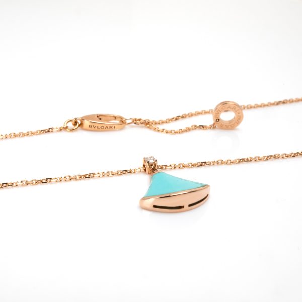 104053 clasp Bulgari Divas Dream Turquoise Diamond Necklace in 18K Rose Gold