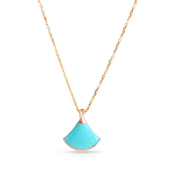 104053 fv Bulgari Divas Dream Turquoise Diamond Necklace in 18K Rose Gold