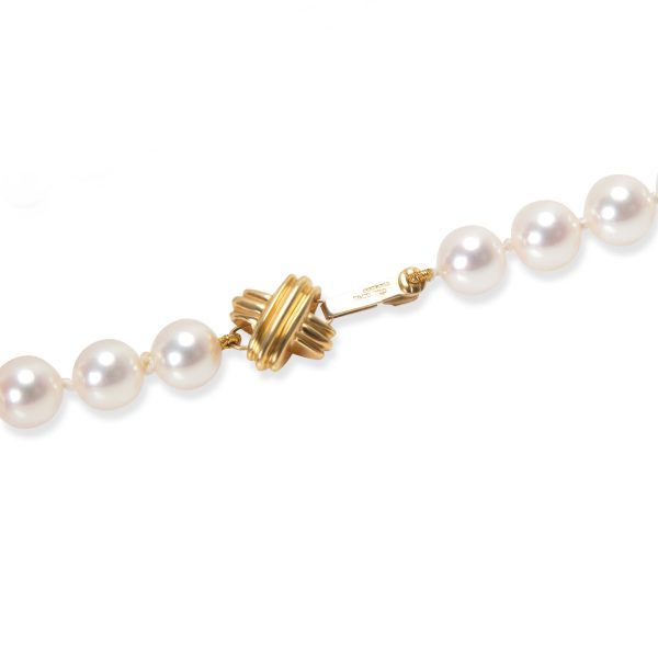 104224 clasp e290db94 b71e 447e 9370 97113838009a Tiffany Co Signature Pearl Necklace with 18K Yellow Gold X Clasp