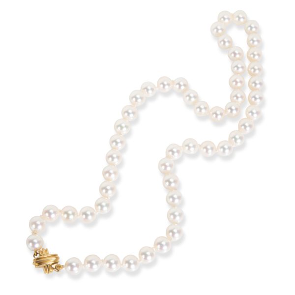 104224 pv 72e6efb0 2d78 414b 8c79 e4ed4db6117d Tiffany Co Signature Pearl Necklace with 18K Yellow Gold X Clasp