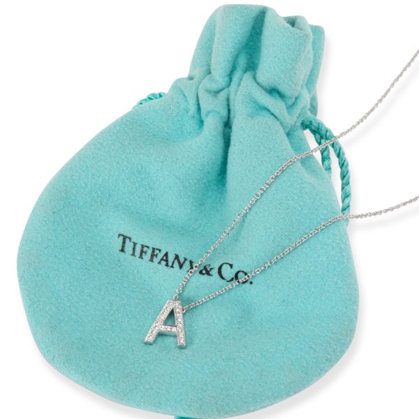 104496 box Tiffany Co Diamond Initial A Necklace in Platinum 010 CTW