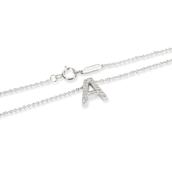 104496 clasp Tiffany Co Diamond Initial A Necklace in Platinum 010 CTW