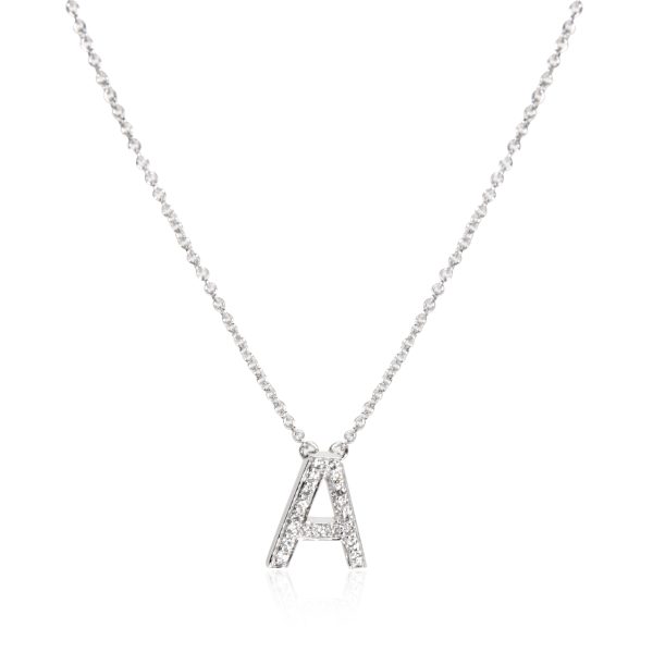 104496 fv Tiffany Co Diamond Initial A Necklace in Platinum 010 CTW