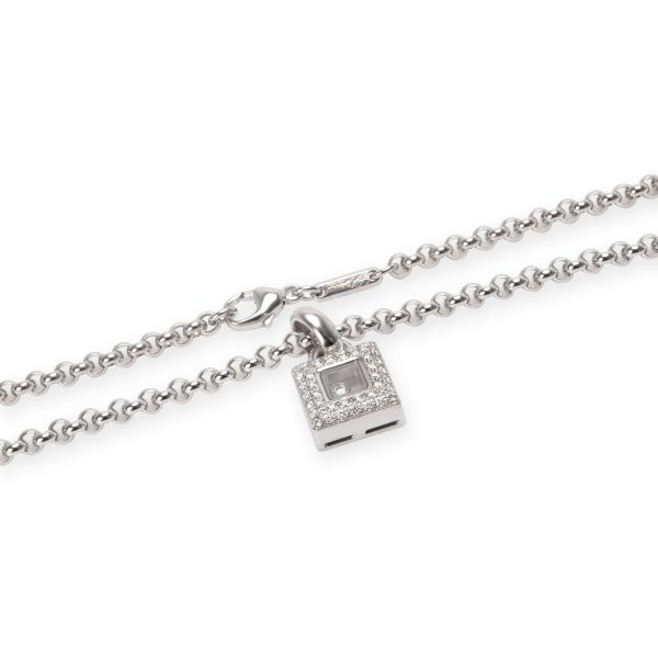 104843 clasp 61d9a227 2bef 4dcb ba19 3fbf0f276623 Chopard Happy Diamonds Square Necklace in 18K White Gold 050 CTW