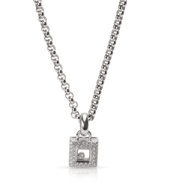 104843 fv 38f18d4b 0c25 42aa 9958 590c4e654fe3 Chopard Happy Diamonds Square Necklace in 18K White Gold 050 CTW