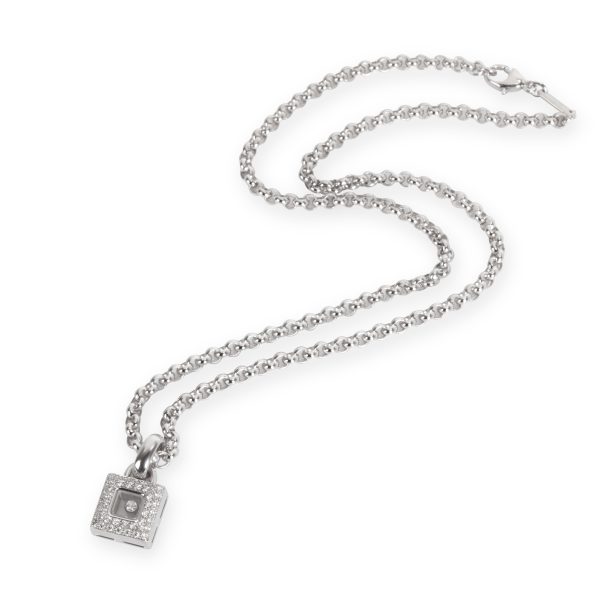 104843 pv 29f84fca cffc 4241 a8e3 4f06acbcfd9c Chopard Happy Diamonds Square Necklace in 18K White Gold 050 CTW