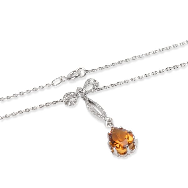 104897 clasp Vintage Citrine Diamond Necklace in 15K PlatinumWhite Gold 010 CTW