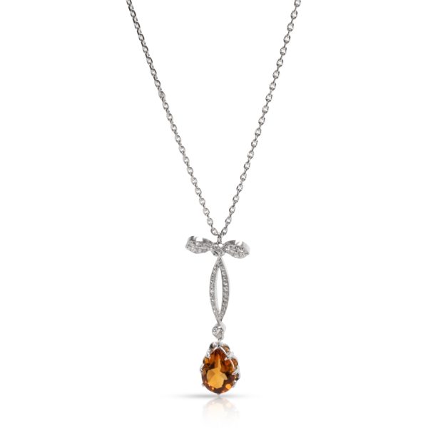 104897 fv Vintage Citrine Diamond Necklace in 15K PlatinumWhite Gold 010 CTW