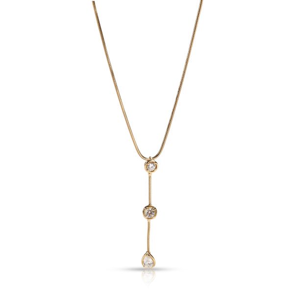 104985 fv Van Cleef Arpels Pluie Diamond Necklace in 18K Yellow Gold GIA D VVS1 1 CT