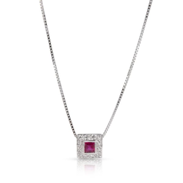 105081 fv e9cdb9ac f6bf 40a0 8567 28b8ccf4d01f Halo Ruby Diamond Necklace in 18K White Gold 010 CTW