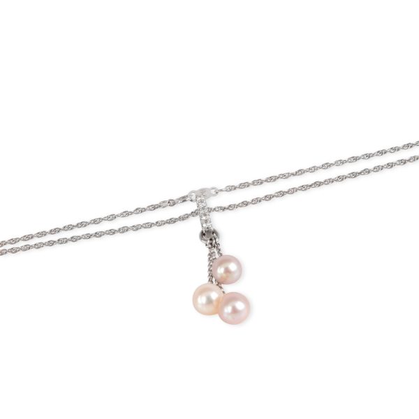 105082 clasp ed6f1e18 ee9f 4b3a aafb a634582fff1e Diamond Pink Pearl Drop Necklace in 14K White Gold 010 CTW