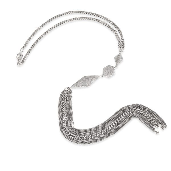 105102 pv Sheryl Lowe Curb Chain Fringe Diamond Necklace in Sterling Silver 100 CTW