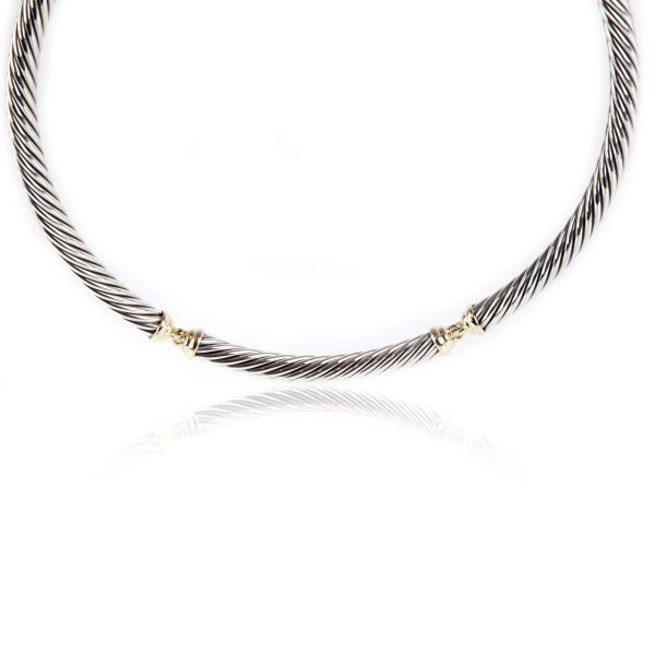 105140 fv d9c2ed57 fb30 4e28 8ccd 8b439e975d87 David Yurman Two Tone 7 mm Metro Hinged Cable Choker Necklace