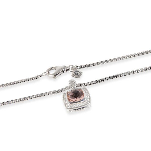 105190 clasp David Yurman Albion Morganite Diamond Necklace in Sterling Silver 017 CTW