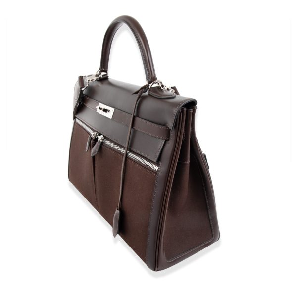 105211 pv c3846d7c 8422 490d 8279 47a7e9979d26 Herm√®s Chocolat Box Calf Leather Canvas Kelly Lakis 35 Bag