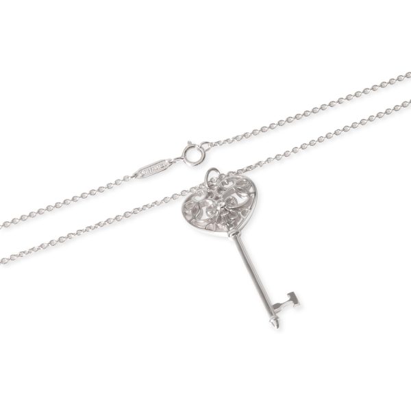 105323 clasp Tiffany Co Heart Keys Diamond Necklace in 18K White Gold 002 CTW