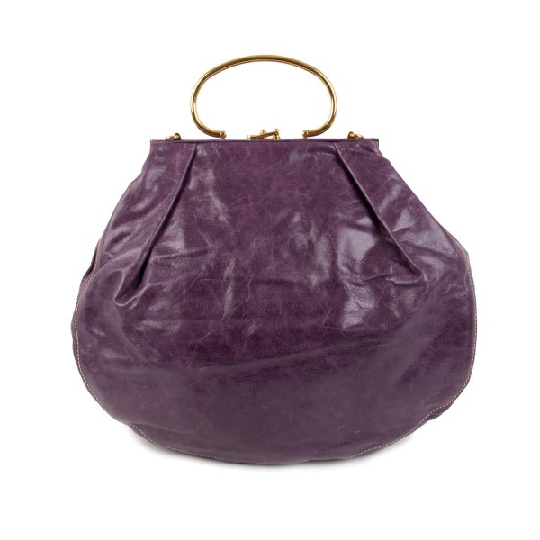 105552 bv 1bf6ef16 ff6e 4407 b1ff 57a6590dfd6e Miu Miu Purple Distressed Leather Frame Bag