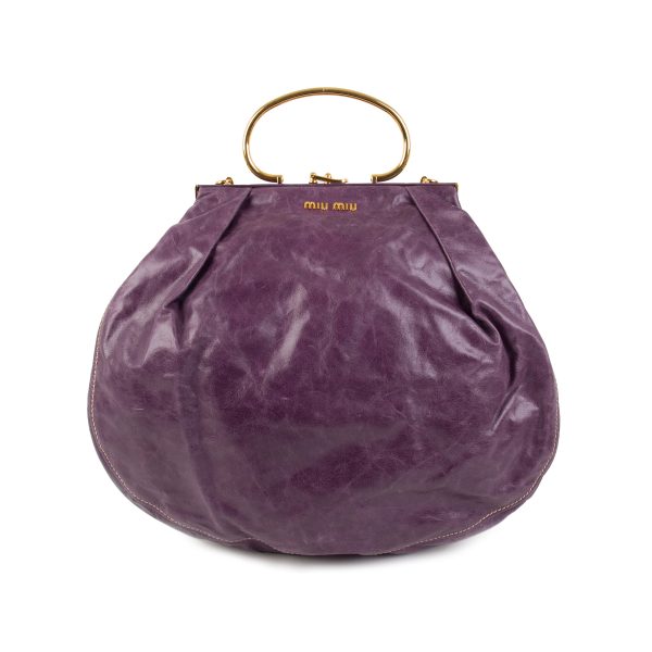 105552 fv 52cb9062 4d09 4c76 a1f6 30da503705fe Miu Miu Purple Distressed Leather Frame Bag