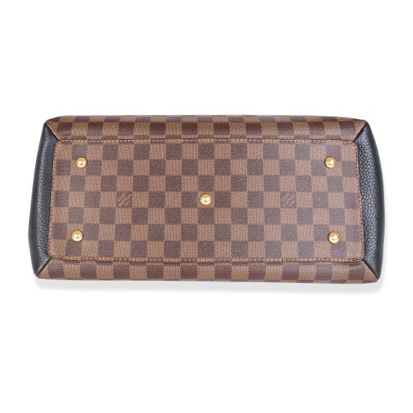 105587 ad1 Louis Vuitton Brown Damier Ebene Canvas Black Taurillon Leather Normandy Bag