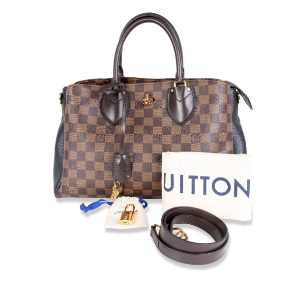 105587 box Louis Vuitton Brown Damier Ebene Canvas Black Taurillon Leather Normandy Bag