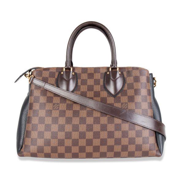 105587 fv Louis Vuitton Brown Damier Ebene Canvas Black Taurillon Leather Normandy Bag