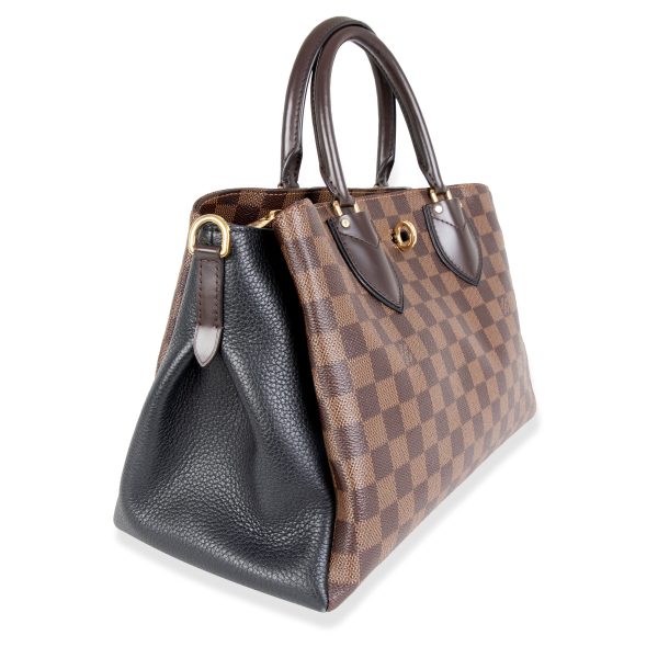 105587 pv Louis Vuitton Brown Damier Ebene Canvas Black Taurillon Leather Normandy Bag