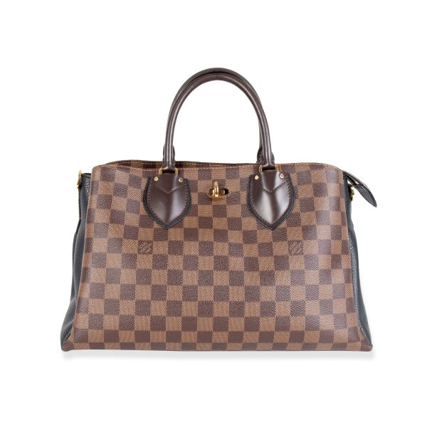 105587 sv Louis Vuitton Brown Damier Ebene Canvas Black Taurillon Leather Normandy Bag