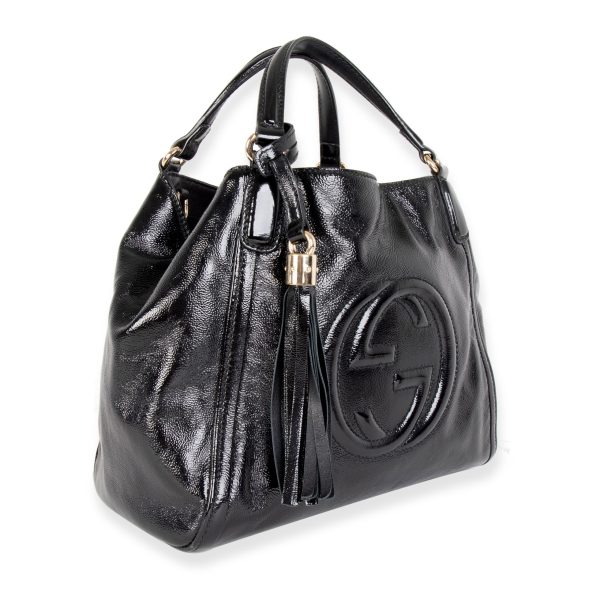 105588 av 923ce623 c14c 43c5 b7df 57ab66b5c3bf Gucci Black Patent Leather Small Soho Top Handle Bag