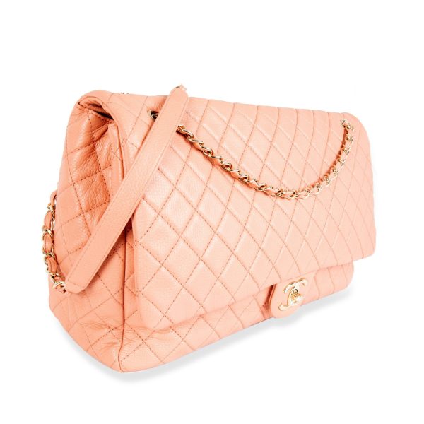 105638 sv Chanel Pink Quilted Calfskin XXL Travel Flap Bag