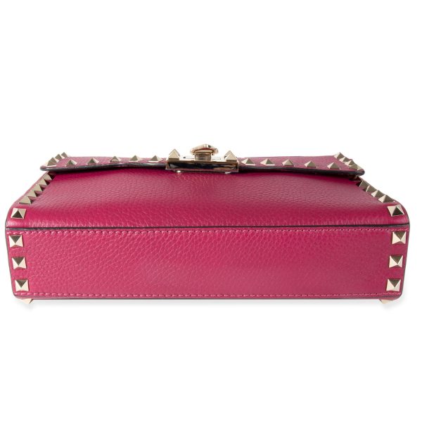 105695 clasp Valentino Magenta Grainy Calfskin Rockstud Medium Crossbody Bag